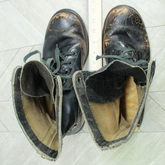 *Vintage Panco Black Leather Lace Up Mid Calf Military Boots Size - Picture 7 of 9
